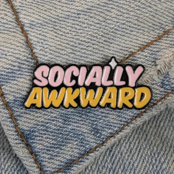 (5/$20) Socially Awkward Black Enamel Pin - Picture 1 of 3